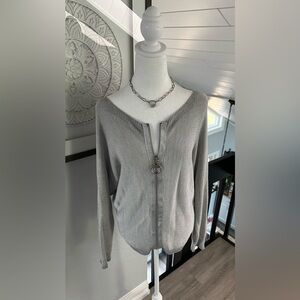 Grey Violet Zip Me Up Knit Top
